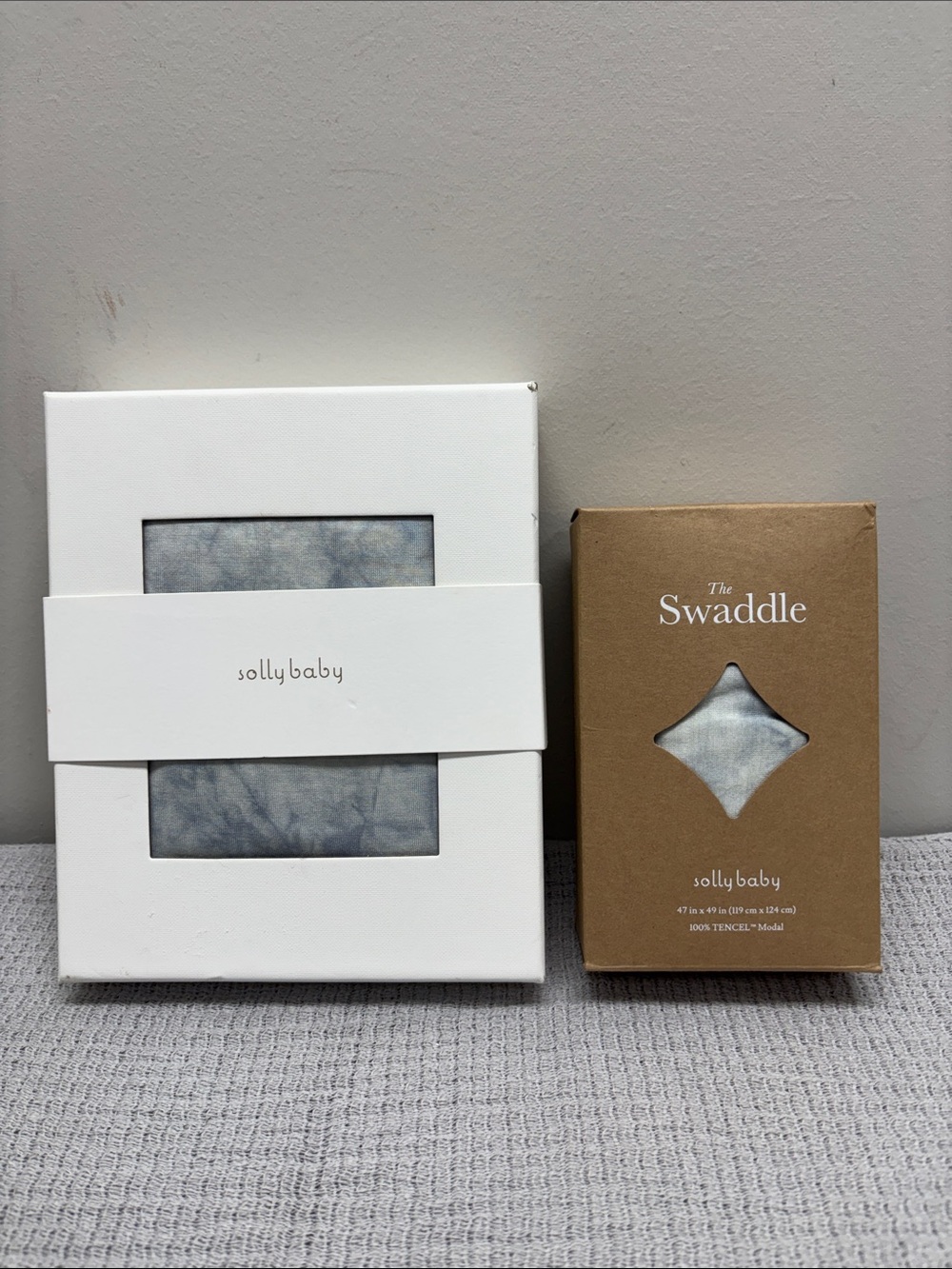 Lot SOLLY BABY The Wrap & The Swaddle Gray/Blue Marble Print Tencel Modal